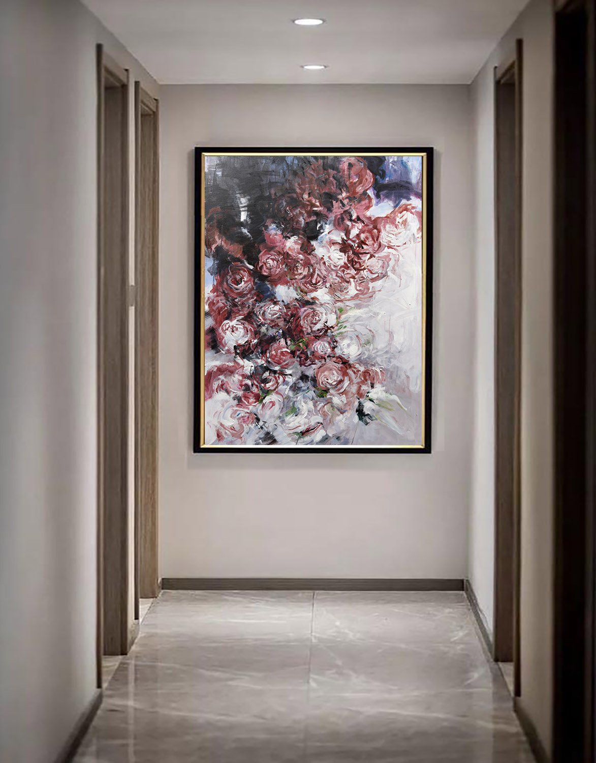 Vertical Abstract Flower Oil Painting #LX80B - Click Image to Close
